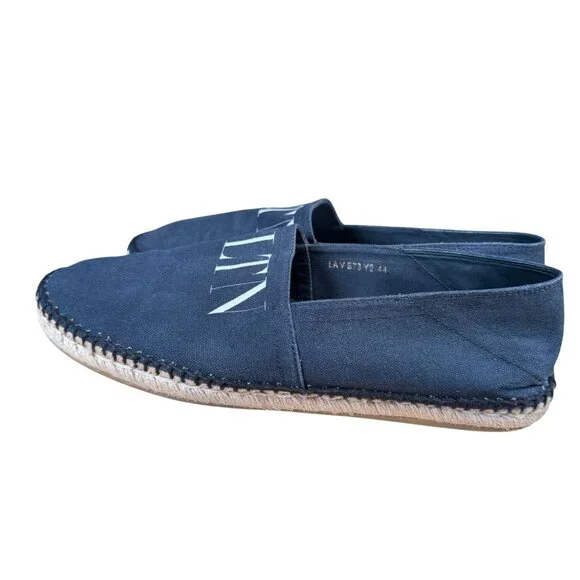 Valentino Garavani Black Canvas VLTN Logo Espadrilles Men's EU Size 44